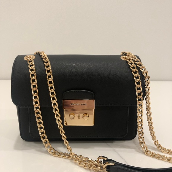 Michael Kors Handbags - Michael Kors Black Crossbody Bag with Gold Chain